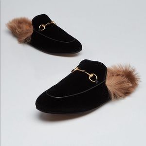 GUCCI princetown velvet mule with fur